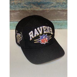 Vintage 90’s Baltimore Ravens NFL Spike Hat Snapback Black Logo Athletic Rare